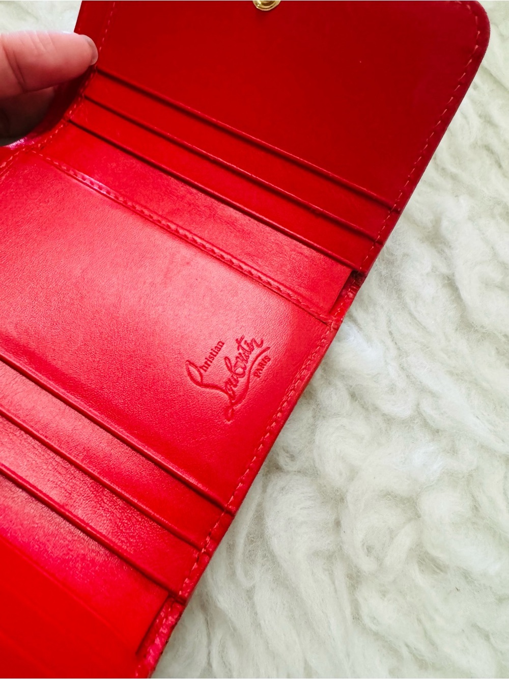 Christian Louboutin Leopard Print Studded Wallet with Red Trim - Picture 7 of 15